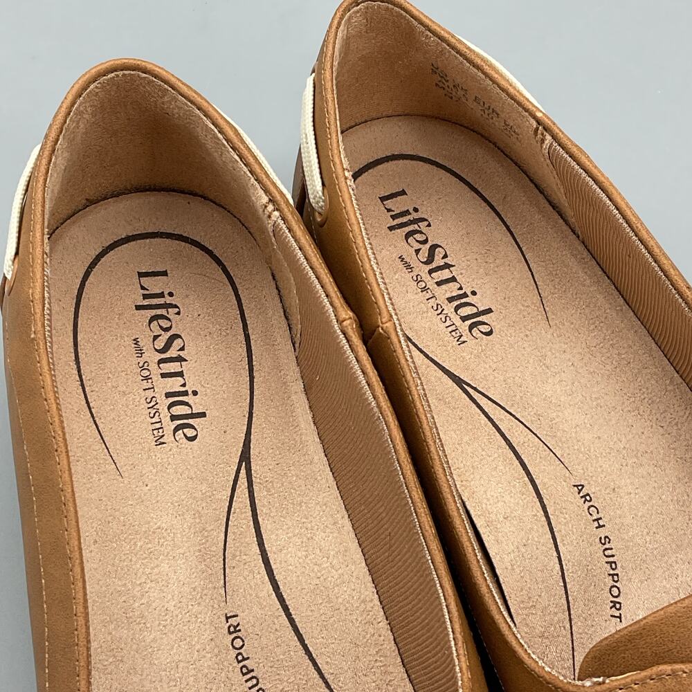 NEW Lifestride Women’s Nellie Boat Shoes Tan Size 9W - Picture 5 of 10